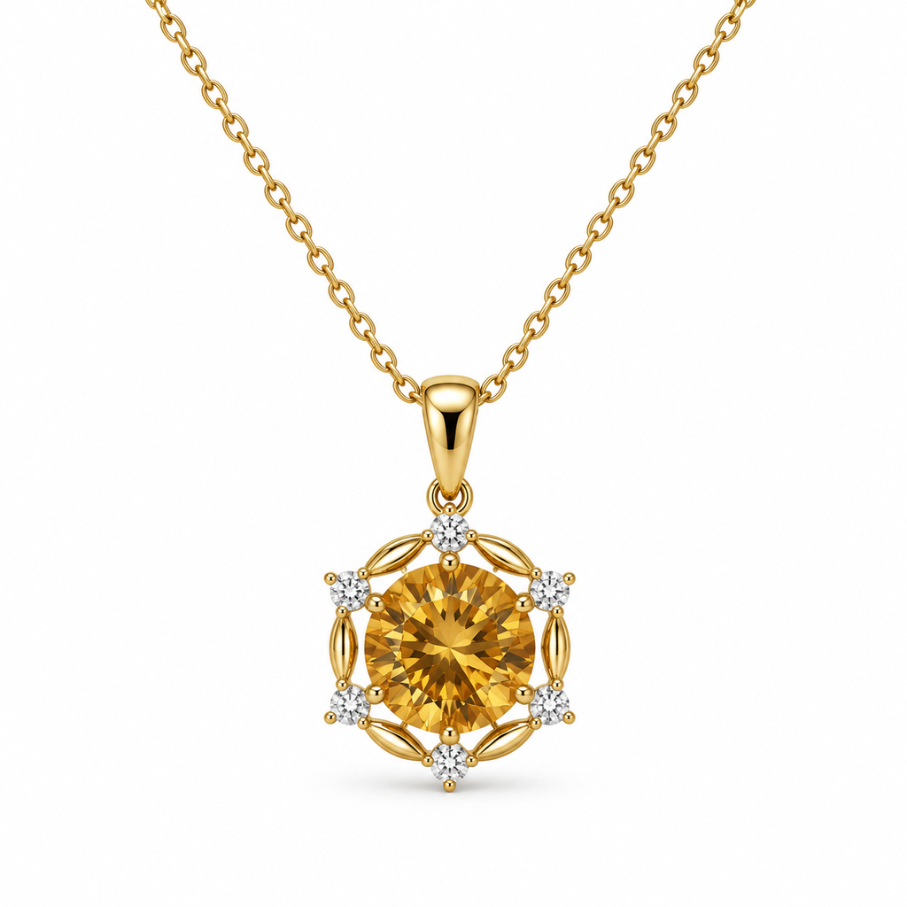 Before the Applause — yellow citrine pendant, white-background product view [asset:a75d9f57aa0d]