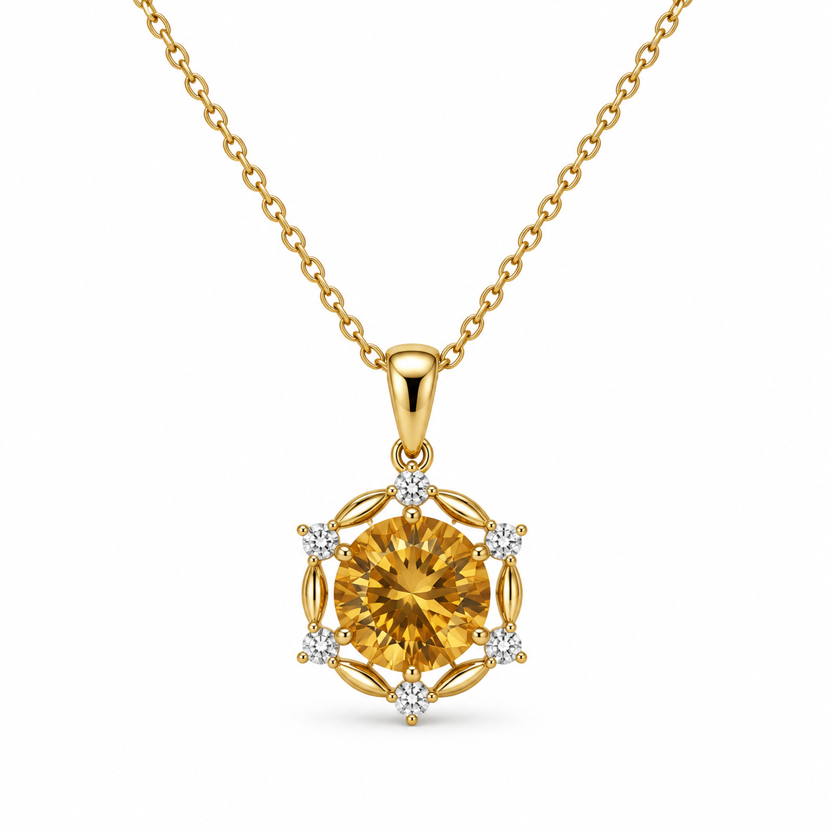 Before the Applause — yellow citrine pendant, white-background product view [asset:a75d9f57aa0d]