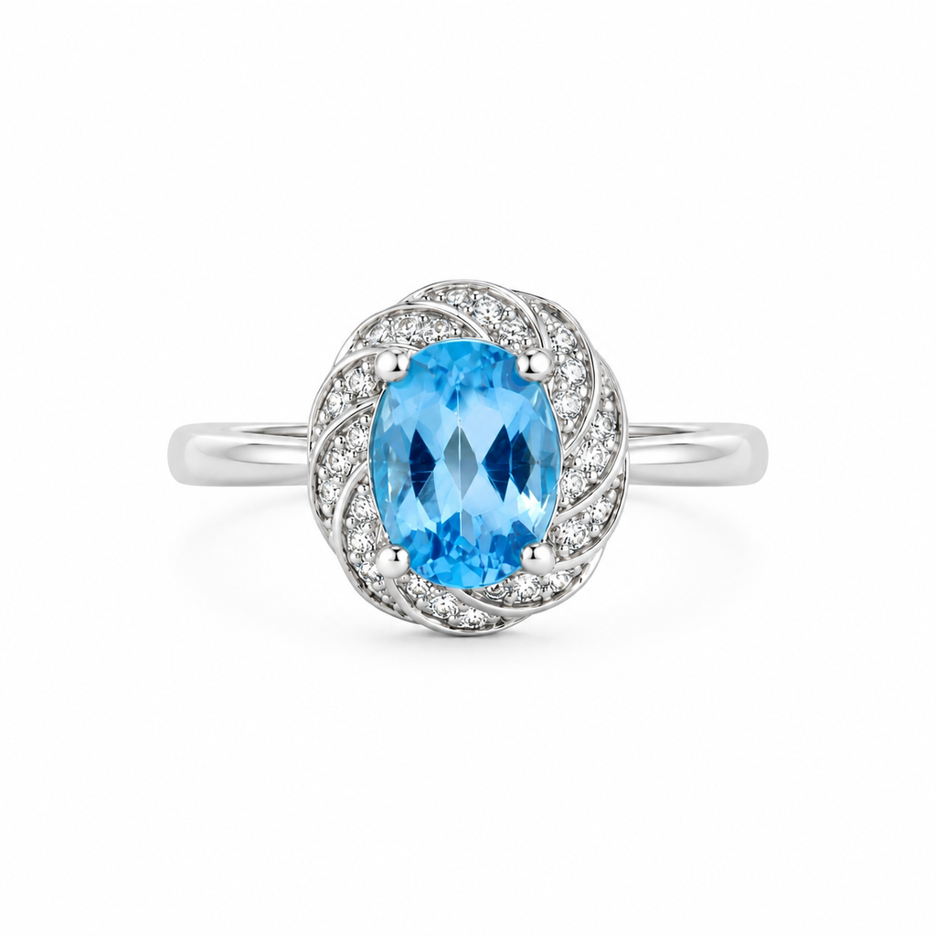 The Morning We Stayed — blue topaz ring, white-background product view [asset:459fba92d6be]