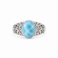 The Street That Stayed — pale blue with white veining in the reference larimar ring, white-background product view [asset:9413f5c142f3]