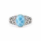 The Street That Stayed — pale blue with white veining in the reference larimar ring, white-background product view [asset:9413f5c142f3]
