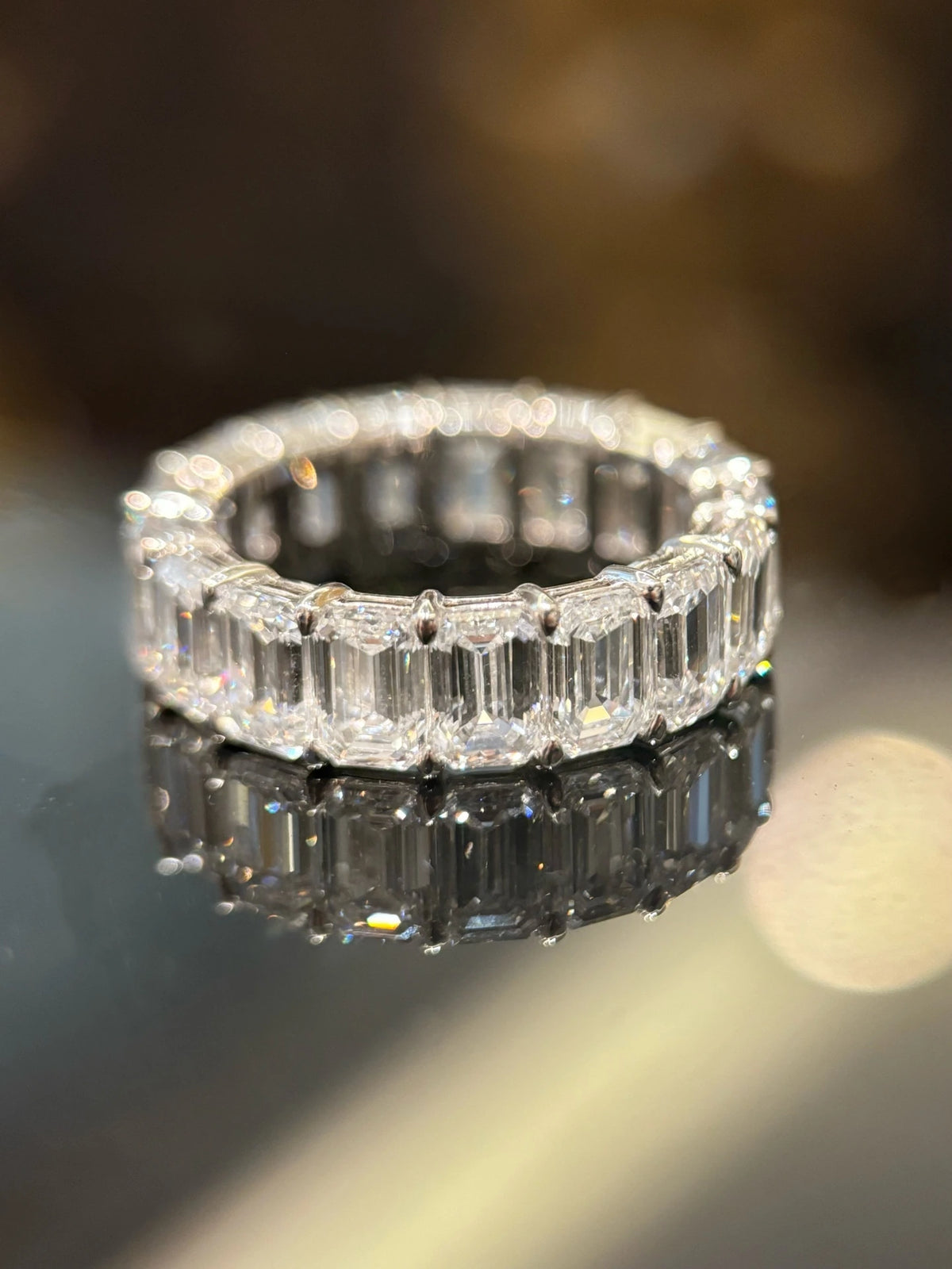 Emerald-cut diamond eternity band in 18K white gold, original view 2
