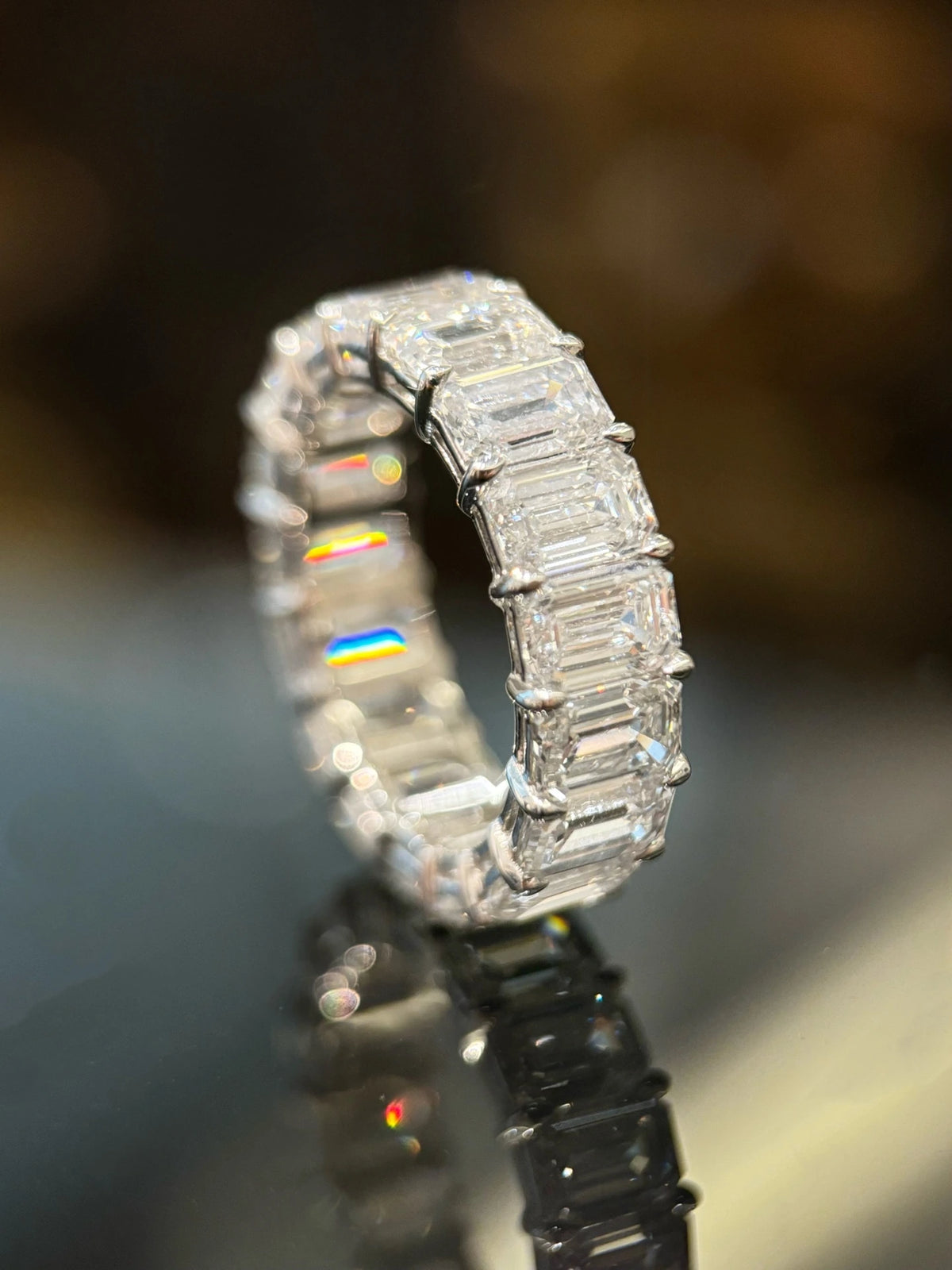 Emerald-cut diamond eternity band in 18K white gold, original view 3