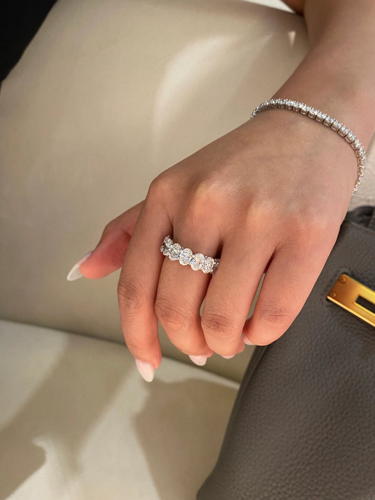 Seven-stone oval diamond band, original product view 4