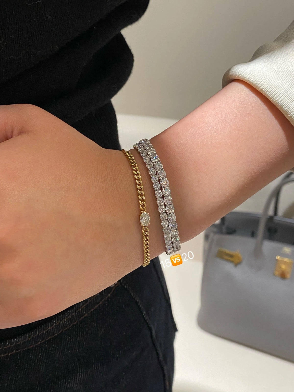 Round diamond tennis bracelet in 18K white gold, original view 8