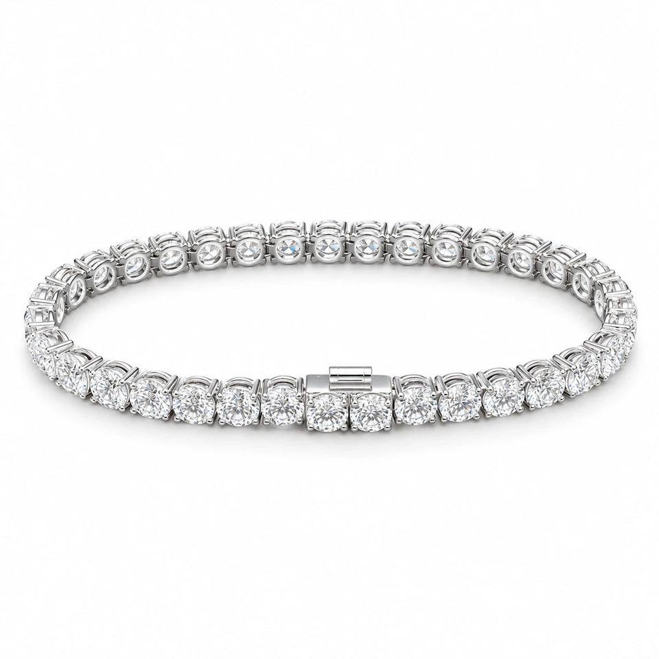 Round-Cut Lab-Grown Diamond Tennis Bracelet