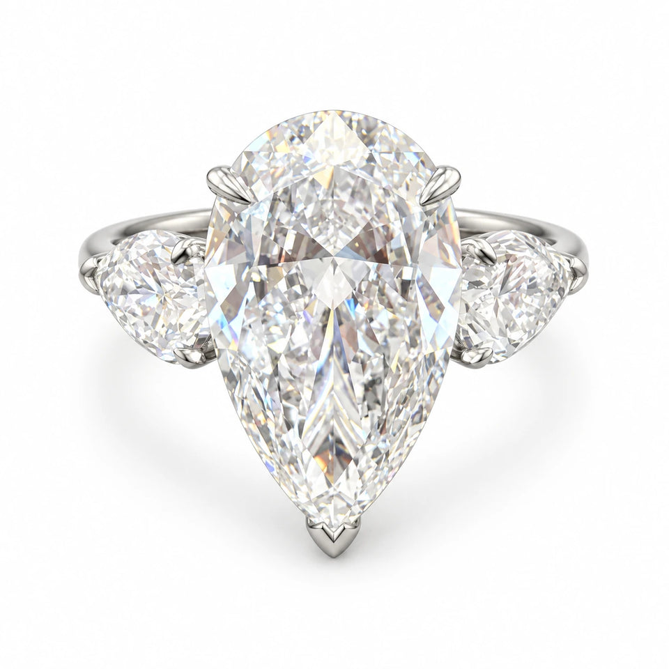 Pear-Cut Lab-Grown Diamond Trilogy Ring