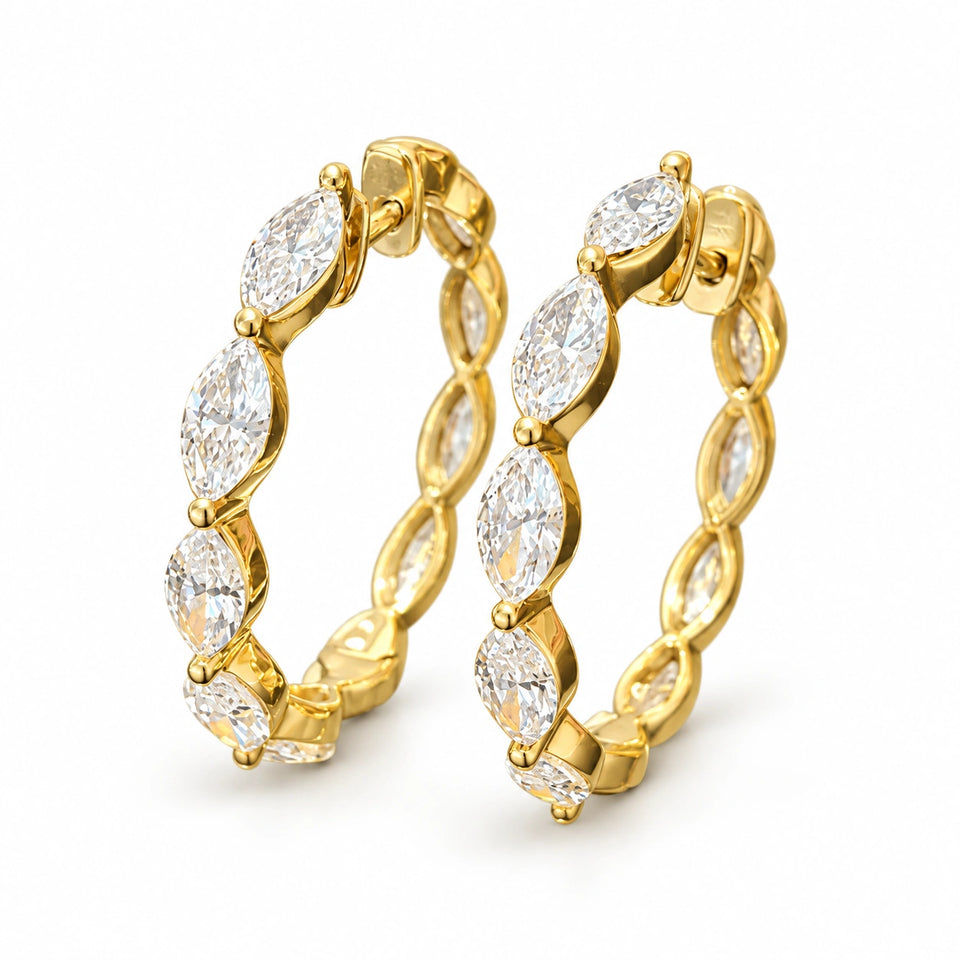 Marquise-Cut Lab-Grown Diamond Hoop Earrings