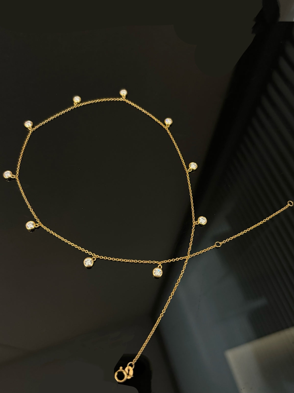 Ten-stone round lab-grown diamond necklace, original detail view 2