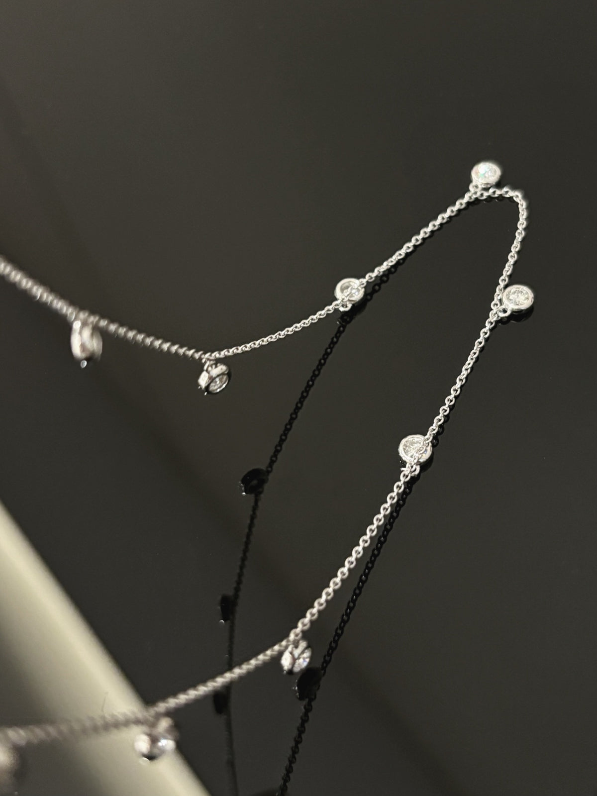 Ten-stone round lab-grown diamond necklace, original detail view 3