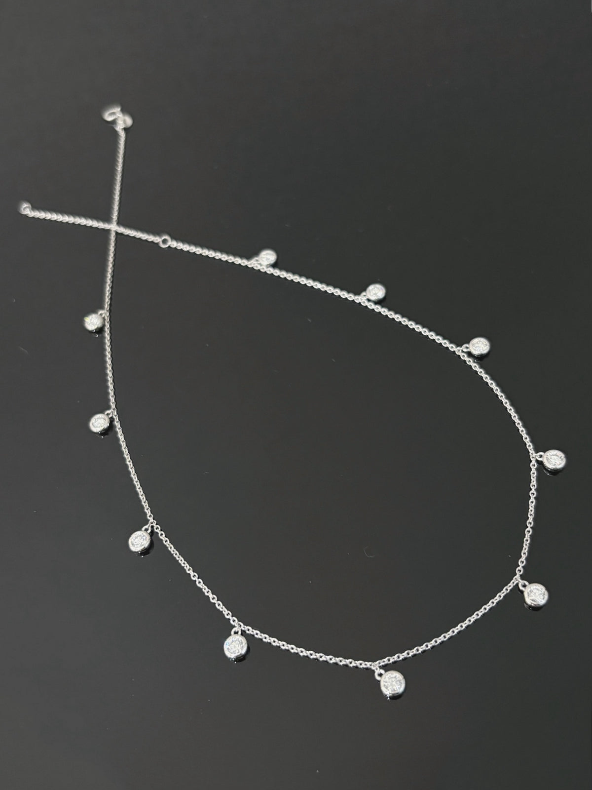 Ten-stone round lab-grown diamond necklace, original detail view 4