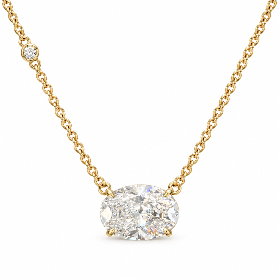 East-West Oval Lab-Grown Diamond Accent Necklace