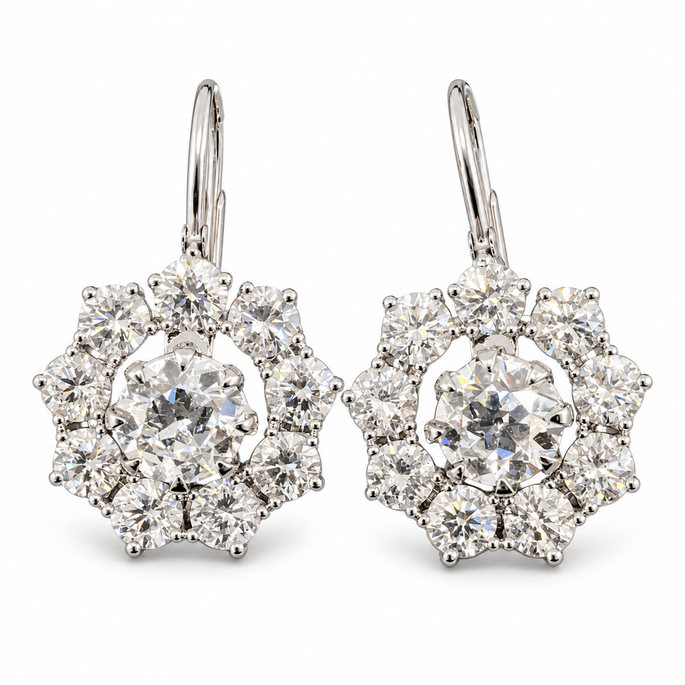Old European-Cut Lab-Grown Diamond Detachable Halo Earrings
