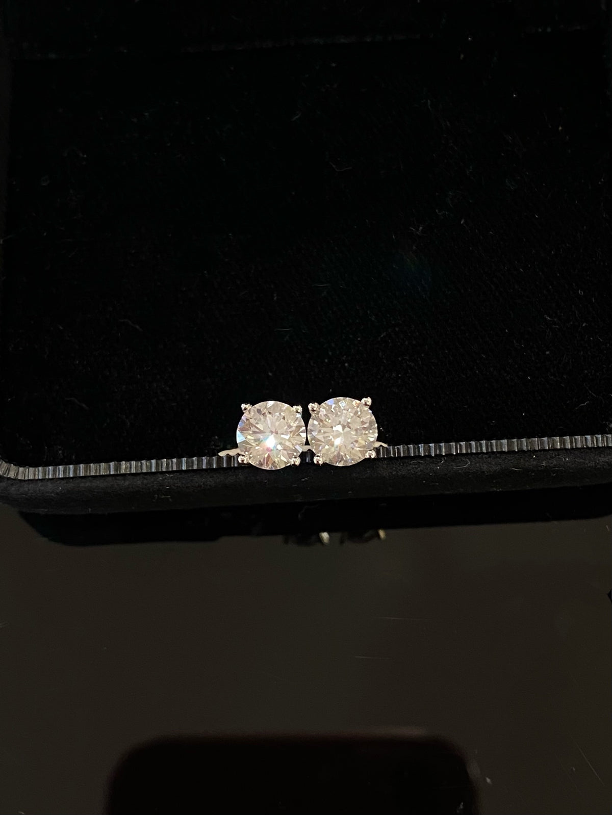 Classic round diamond studs, original pair view 2