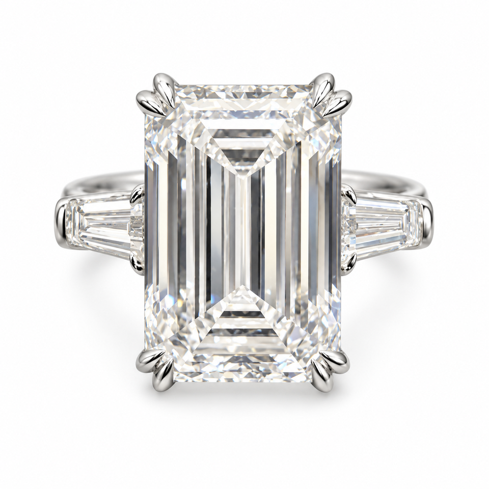 Emerald-Cut Three-Stone Lab-Grown Diamond Ring