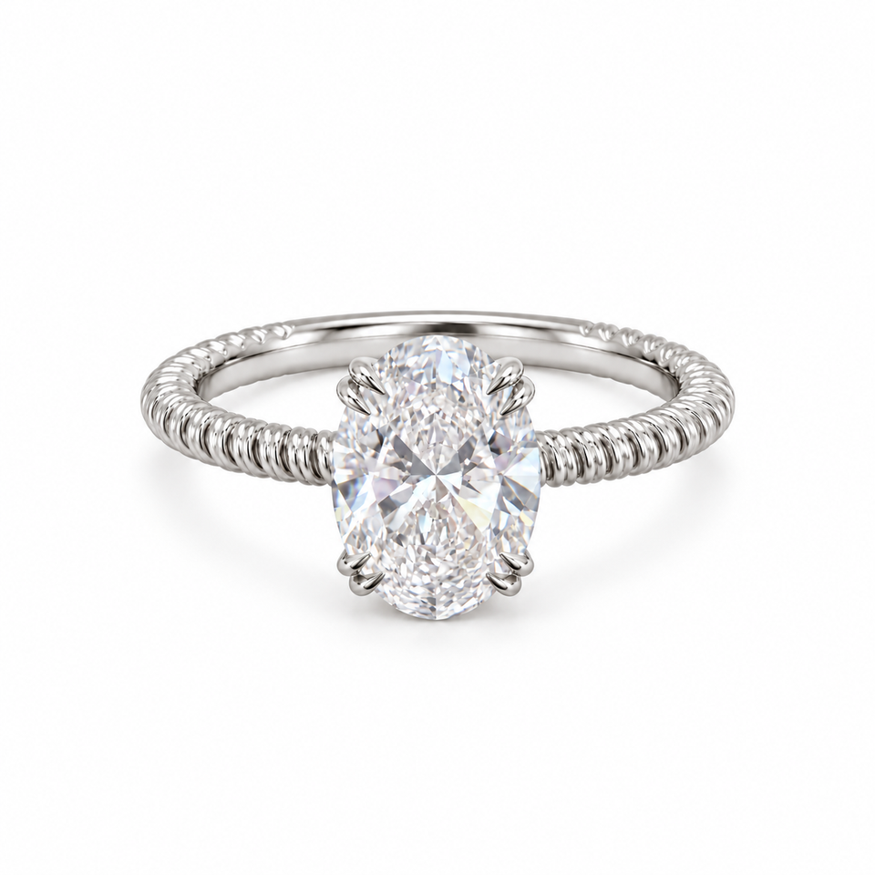 Oval Lab-Grown Diamond Rope-Band Ring