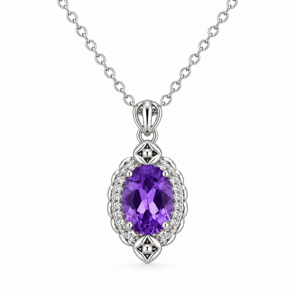 What We Said Without Words — violet pendant, AI-assisted white-background product view [asset:7080180bea7a]