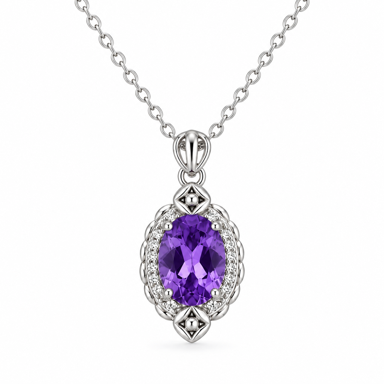 What We Said Without Words — violet pendant, AI-assisted white-background product view [asset:7080180bea7a]
